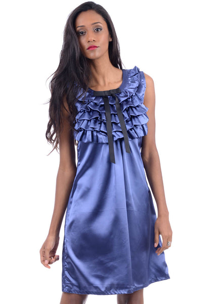 Silk Look Dress With Ruffle Front