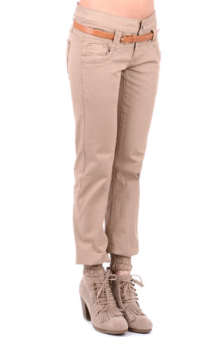 Elasticated Hem Trousers With Belt