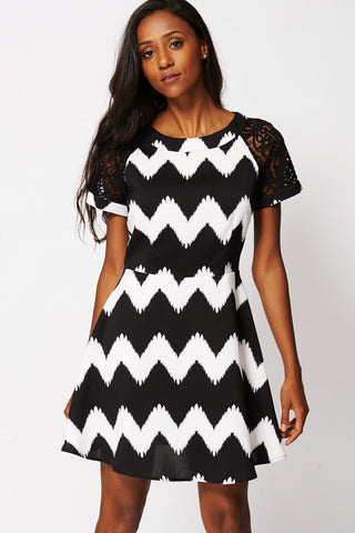 Black and White Skater Dress-Black / White-XSmall - UK (6-8)