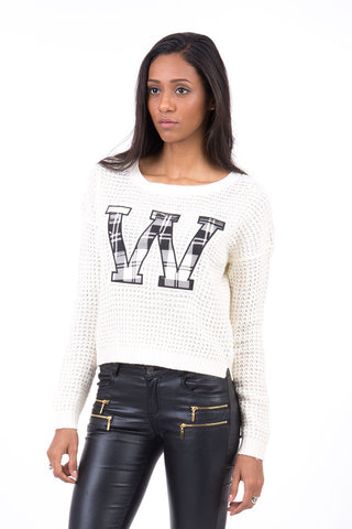 Crop W Jumper -Cream-XSmall - UK (6-8)
