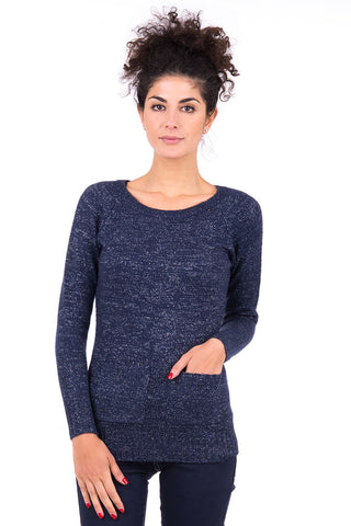 Knitted Jumper With Pocket-Navy/Gold-UK 12 - EU 40