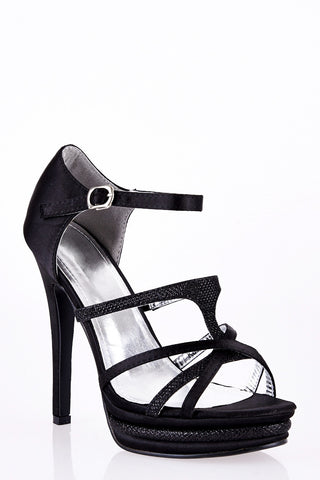 Sparkly Platform Stiletto Satin Sandals-Black-UK 7 - EU 40