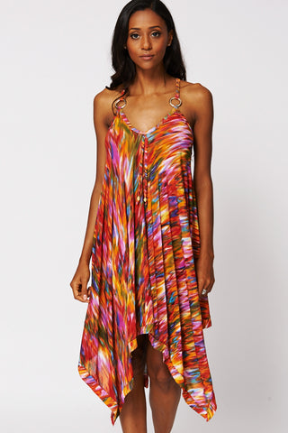 Handkerchief Racerback Detail Dress-Multi-One Size - UK (8-14)