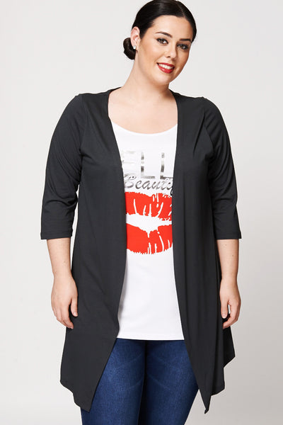 Hello Beautiful Mock Top and Cardigan-Red-UK 22/24 - EU 50/52