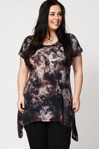 Floral Watercolour Design Handkerchief Top-Multi-UK 26/28 - EU 54/56