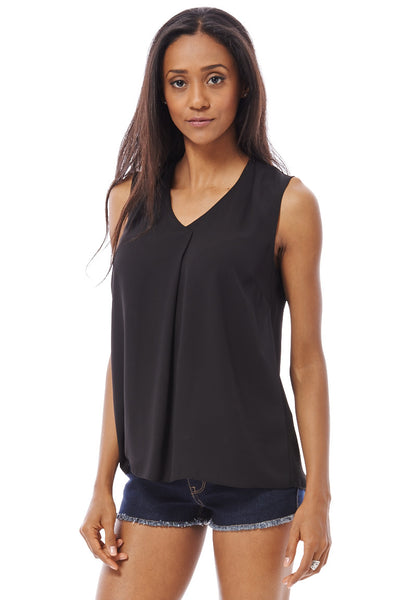 Black Chiffon Top Available In Plus Sizes-Black-UK 18 - EU 46