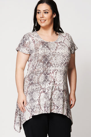 Sequin Print Handkerchief Top-Multi-UK 26/28 - EU 54/56