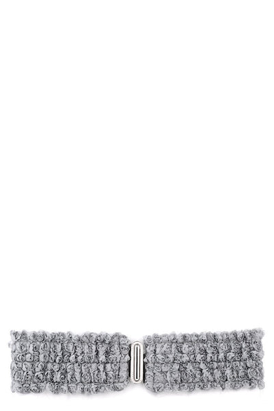 3D Flower Trimmed Belt-Grey-Length - 68cm