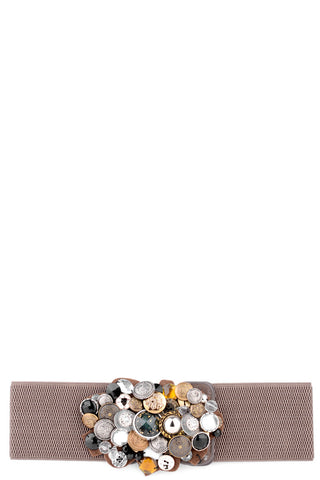 Waisted Button Beaded Belt-Red-Length - 73cm