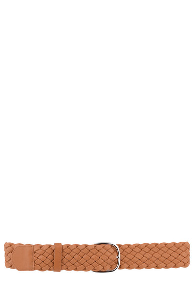 Plaited Belt With Metal Buckle-White -Length - 110cm