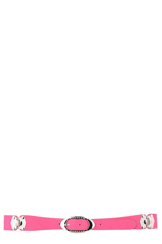 Oval Buckle Belt With Metal Detail-Nude-Length - 95cm