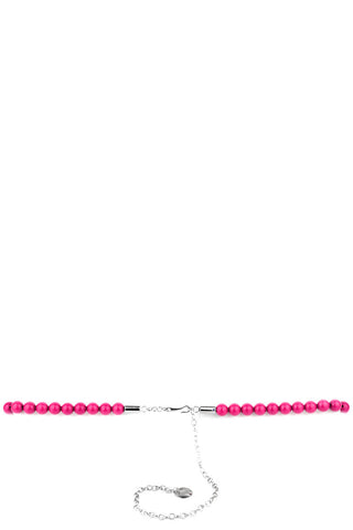Beads Belt with Chain Detail-Pink-Length - 77cm