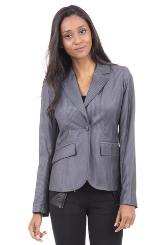Grey Striped Jacket-Grey-UK 12 - EU 40