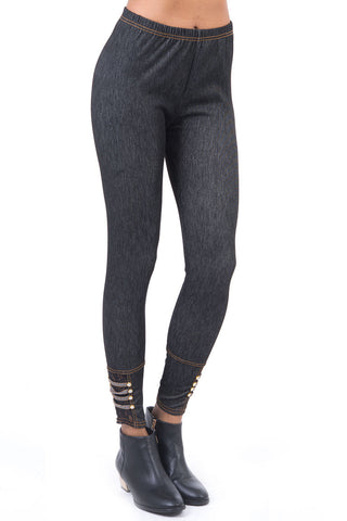 Lace And Diamond Detail Jeggings-Black-One Size - UK (8-12)