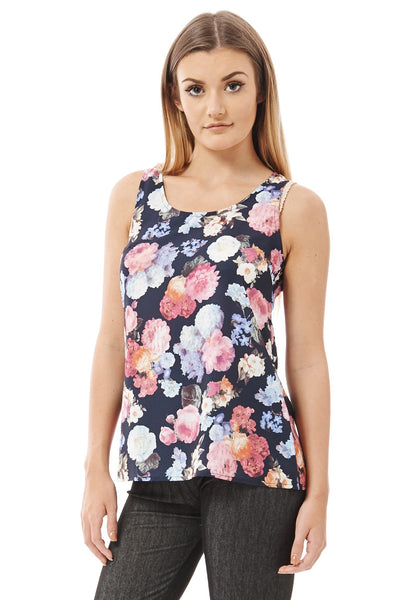 Mandy Flower Print Sleeveless Top-Multi-UK 8 - EU 36