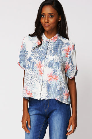 Floral Print Box Shirt -Multi-UK 8 - EU 36