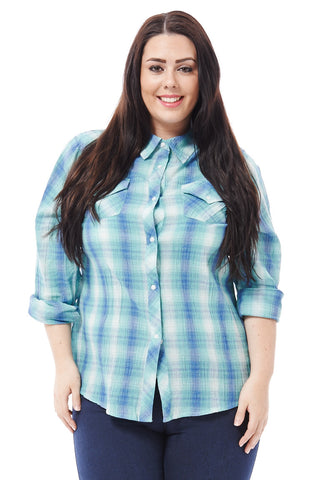 Blue Shirt-Blue -UK 22/24 - EU 50/52