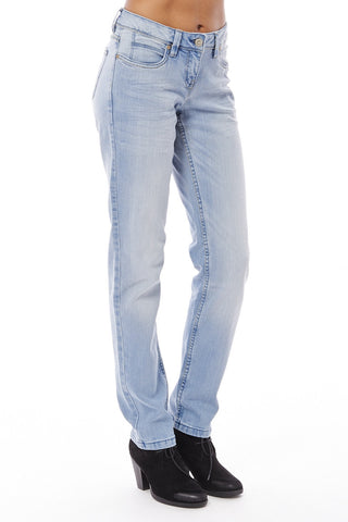Light Denim Skinny Jeans with Crinkle Detail-Light Denim-UK 14 - EU 42