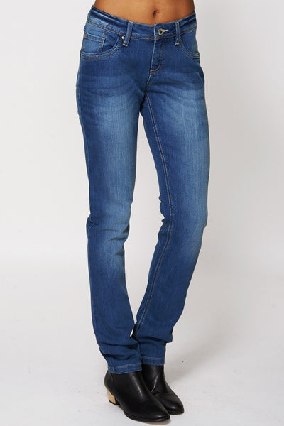 Blue Slightly Faded Skinny Jeans-Blue -16