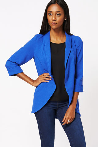 Royal Blue Lightweight Textured Jacket Available in Plus Sizes-Royal Blue-UK 10 - EU 38
