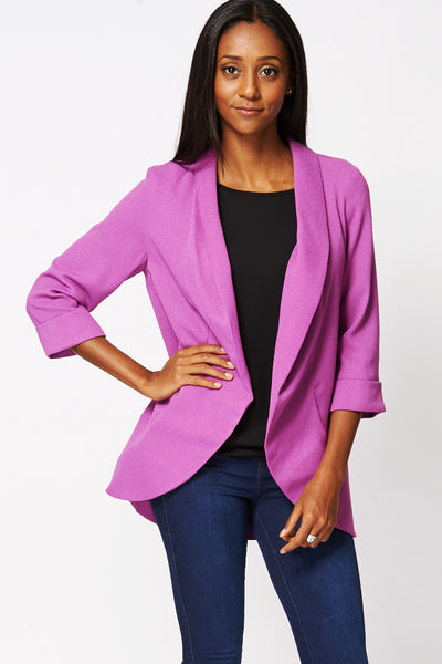 Purple Lightweight Textured Jacket Available in Plus Sizes-Purple-UK 28 - EU 56