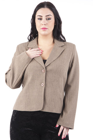 Fitted Light Brown Blazer-Light Brown-UK 16 - EU 44