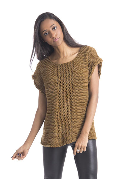 Loose Fit Waffle Knit Jumper-Brown-Large - UK (12-14)