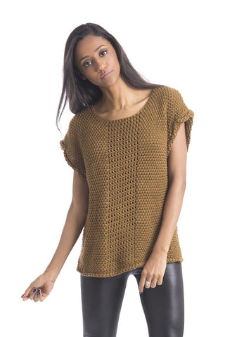 Loose Fit Waffle Knit Jumper-Brown-Large - UK (12-14)