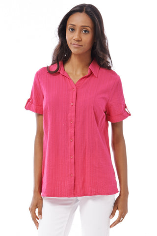 Seer Sucker Summer Shirt Available In Plus Sizes-Navy-UK 8/10 - EU 36/38