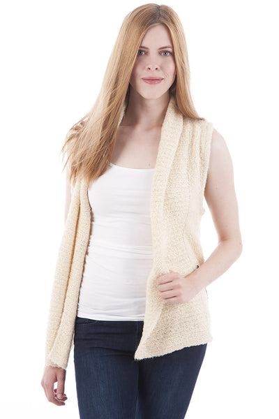Knitted Waistcoat With Zipped Pockets-Cream-Medium - UK (10-12)