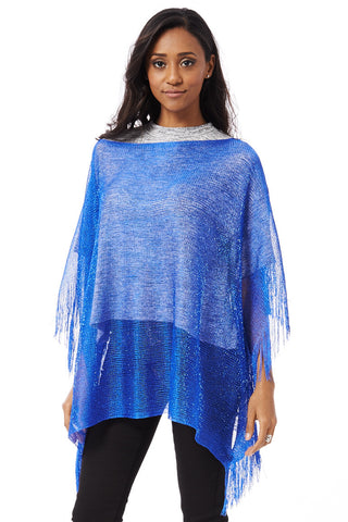 Summer Glittery Poncho-Royal Blue-One Size - UK (8-20)
