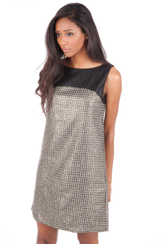 Smart Shift Dress-Silver-S