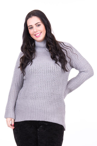 Dipped Hem Knitted Jumper-Cream-UK 18 - EU 46
