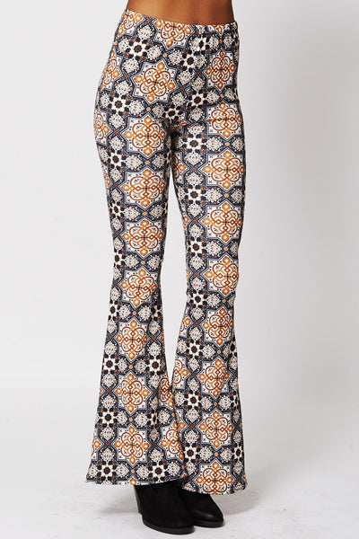 Ethnic Motif Print Skinny Flare Trousers Ex-Branded-Multi-UK 12 - EU 40