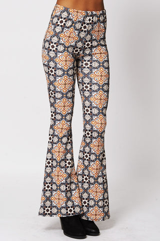 Ethnic Motif Print Skinny Flare Trousers Ex-Branded-Multi-UK 12 - EU 40