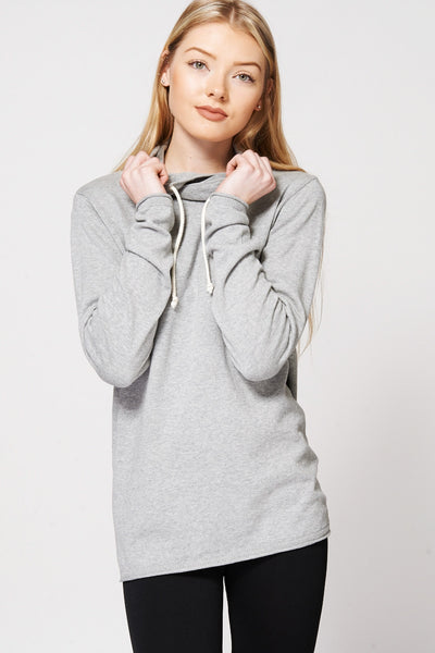 High Collar Cotton Long Jumper-Grey-XL