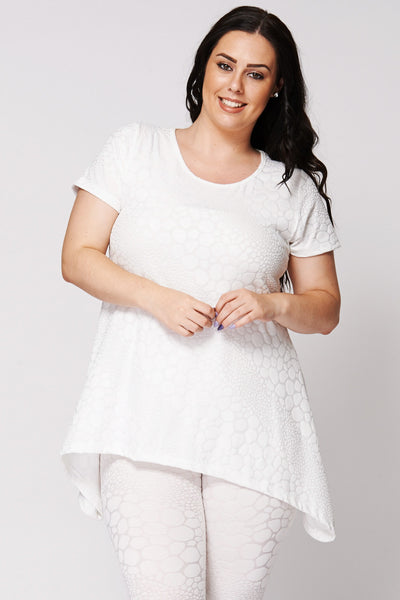 Burnout Tee With Dipped Hem-Cream-UK 26/28 - EU 54/56