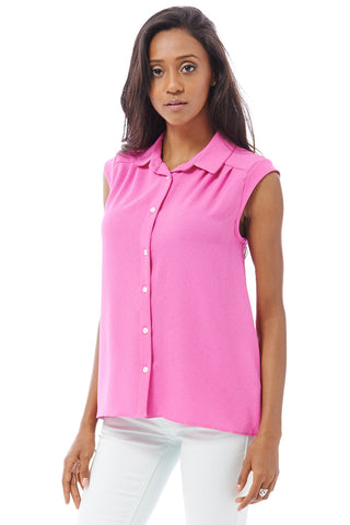 Crepe Feel Sleeveless Swing Blouse Available in Plus Sizes-Cerise-UK 18 - EU 46