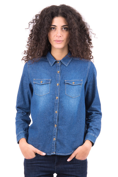 Denim Shirt -Denim-Large - UK (12-14)