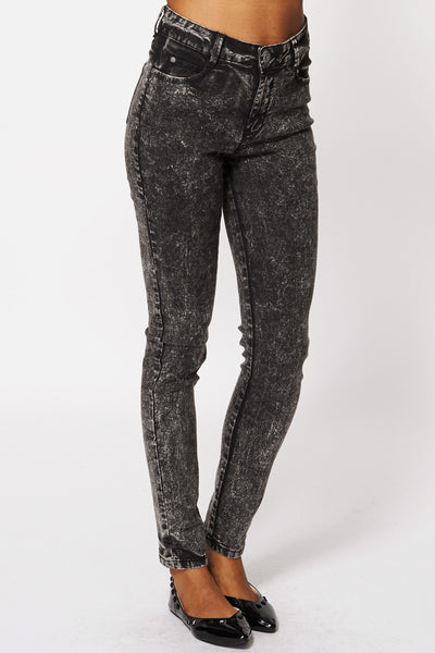 Acid Washed Black Skinny Jeans Ex-Branded-Black-16