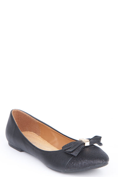 Large Size Bow Detail Sparkle Pumps-Coffee-UK 9 - EU 42