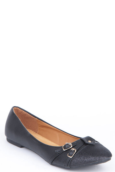 Large Size Buckle Detail Sparkle Pumps-Khaki-UK 10 - EU 43