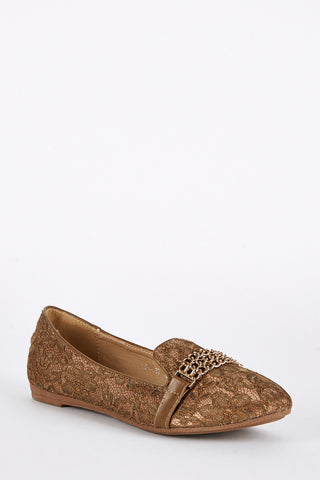 Large Size Lace Detail Pumps-Light Brown-UK 10 - EU 43